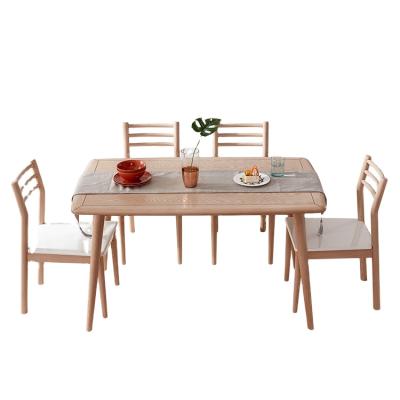 China Natural Wood Color Dining Table Chair (Other Design) 125501 Nordic Modern Adjustable With Price Table 4/6 Cheap Chairs for sale