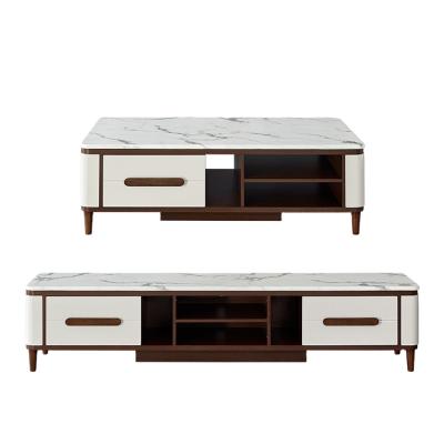 China 120760 Quanu Adjustable Modern Nordic Style Marble Top Coffee Table (The Other) Solid Wood Set Plus TV Cabinet Stand for sale