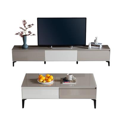 China 126108 Modern Classic Modern Classic Tempered Glass TV Coffee Table Wooden TV Stand Cabinet for sale