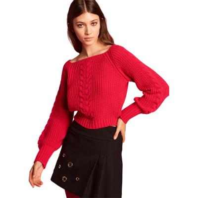 China Anti-wrinkle Winter Fashion Knitwear Neck Cable Casual Women Jumper Square Knitted Sweater Sweaters for sale