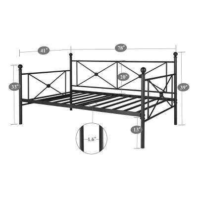 China Living Room Guest Room Sofa Bed Twin Metal Slats Extendable Metal Daybed Frame for sale