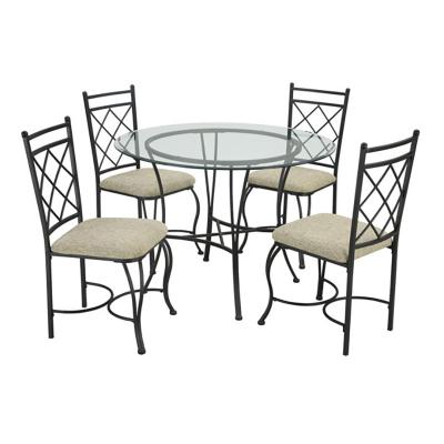 China Extendable Modern Furniture Black Dinner Room Table and Chairs Mirror Glass Top Dining Table Set Transparent OEM Tempered Metal Hardware for sale