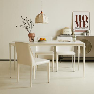 China Small Apartment Modern Simple Luxury Cream Style Extendable Light White Slate Delifeng Island Dining Table And Chair Combination for sale