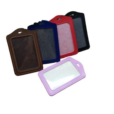 China Fashion Wholesale Custom Company Staff Card Holder Pattern PU Employee ID Leather Card Holder for sale