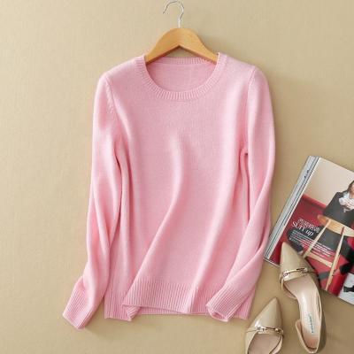 China Factory Simple Design Women Crew Neck Cashmere Knitted Sweater Anti-pilling Pullover by Soft Wool for sale