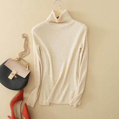 China Women spring factory anti-pilling pure cashmere rib thin fitted sweater 100% tortoise classic worsted neck 14gg for sale