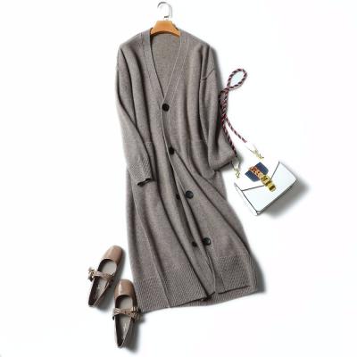 China Winter Knitting Single Breasted Thick Overcoat Women Pure Cashmere Cardigan Coat Anti-shrink Long Cardigan Overcoat for sale