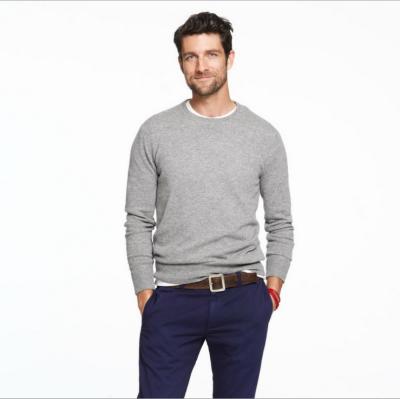 China Anti-pilling Men's Cashmere Sweater Collar Long Sleeve Round Pure Cashmere Knitting Pullover for sale