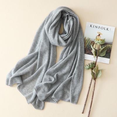 China High Quality 100% Cashmere Mongolia Cashmere Scrfs Women Knitted Cashmere Poncho Winter Gray Pashmina Scarf 210*80cm for sale