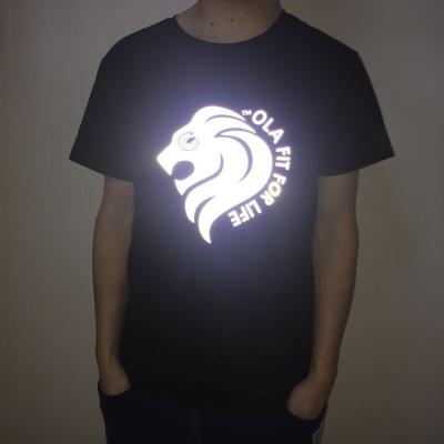 China High Visibility Reflect Iron On Logo Customized Heat Transfer Reflective Transfer Logo Reflective Prints Stickers Reflective T-shirt for sale