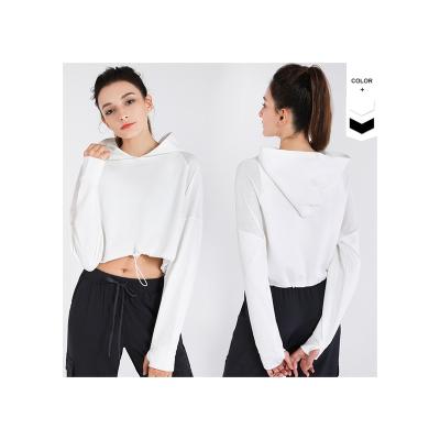 China Sustainable New Type Stocked Customized Women Training Hoodies Long Sleeve Yoga Sportswear Women Crop Top Blouse for sale