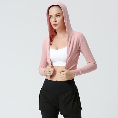 China New Design Breathable Zipper Up Ribbed Sports Tops Gym Fitness Long Sleeve Sporty Casual Lightweight Jackets Hoodies Yoga Jacket For Woman for sale