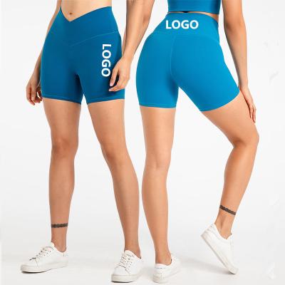 China QUICK DRY Loose Fitness Cross Waist Workout Biker Shorts No Camel Toe Compression Yoga Fitness Gym Shorts Womens Biker Abbreviations for sale