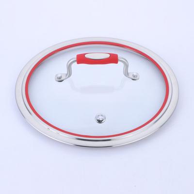 China Round shape rim glass cover workable steel lid for tempered glass cookware jug milk pot wok lid t type lid for sale