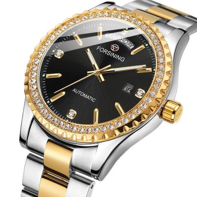 China Newest Brand Chronograph 2023 Design Forsining Gold Watch Pour Men Band Diamond Date Week Luxury Watches Automatic Mechanical Watch TT for sale