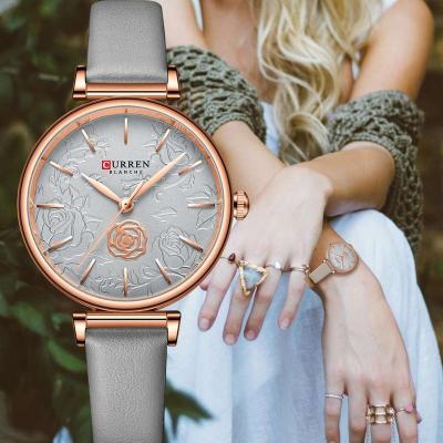 China 2023Ladies Chronograph Watches Luxury Fashion Leather Quartz Wristwatches Feminine Branded Women Synchronize With Flower for sale