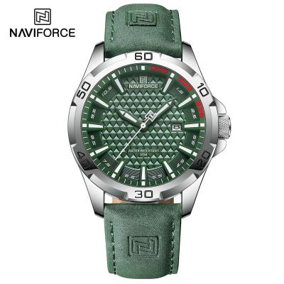 China 2023NAVIFORCE Chronograph Male Wristwatches Leather Strap Shockproof Waterproof Men Watch Fashion Clock Personality Green Hip Hop MAN NF803 for sale