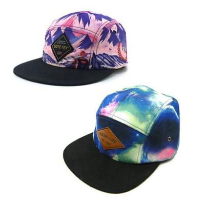 China COMMON Unisex Cotton Flat Brim Printing 5 Panel Custom Camper Hat for sale