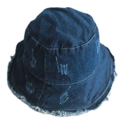 China 2021 Blue Picture Denim Channel Women High Quality Distressed Custom Bulk Hat Bucket Hat for sale