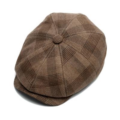 China Image Autumn Winter Plain Luxury Vintage Twill Men's Beret Hat Hat for sale