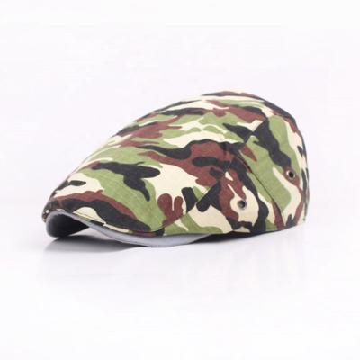 China Wholesale Newest Soft Touch Feeling Fashion Camouflage Custom Logo Men Military Berets Hat Woolen Leather Hat for sale