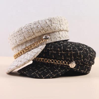 China Retro Plaid COMMON Autumn Winter Conductor Cap Woolen Hat for sale