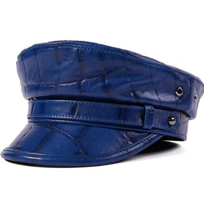 China Autumn Winter Flat Top Leather Mens Womens COMMON Driver Cap Hat for sale