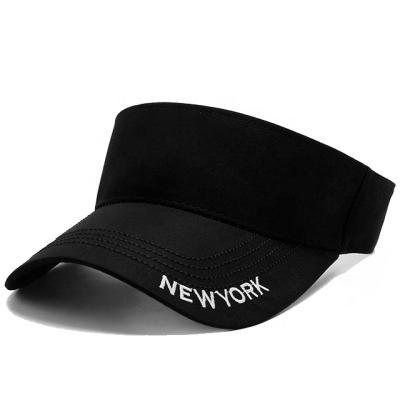 China Custom Made 100% Cozy Outdoor Summer Cotton Solid Color Sun Visor Hat Unisex Black White for sale