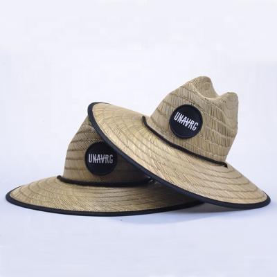 China Image Hot Sale Sun Grass Beach Sombrero Natural Embroidered Unisex Straw Lifeguard Hat for sale