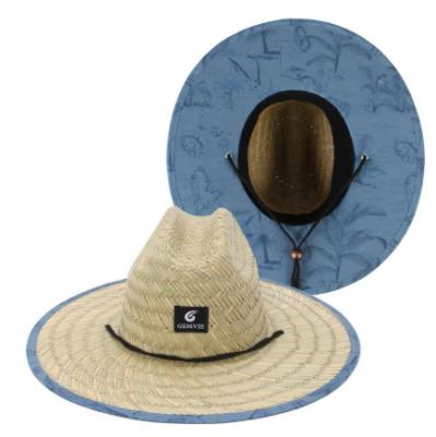 China Fashion Weave Lady Summer Beach Sun Printing Wide Brim Eco-friendly Outdoor Panama Straw Hat Size 57-60 cm for sale