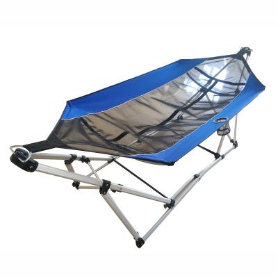 China Aluminum Outdoor Folding Hammock Aluminum Camping With Carry Bag Portable Waterproof Oxford View Camping Hammock Folding Bed for sale