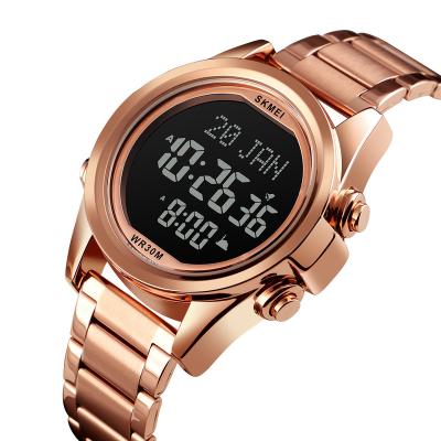 China Alarm Fashion Skmei Qibla 1667 Watch Stainless Steel Men Sell Best Digital Azan Watches Muslim Prayer Watch for sale