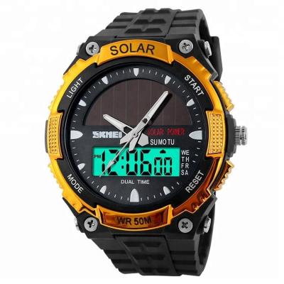 China Skmei 1049 Solar Powered Calendar Day and Date Water Resistant Outdoor Full Alarm Sports Automatic Watch for sale