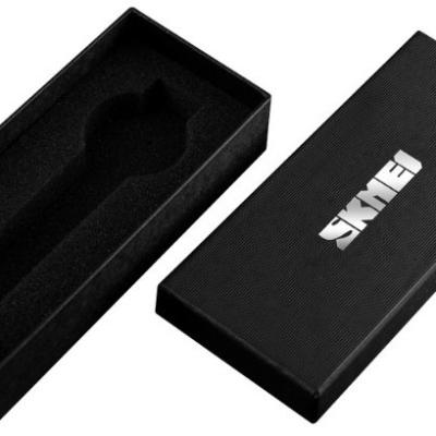 China Luxury Black Slim Watch Packaging SKMEI Watches Cardboard Gift Packing Boxes for sale