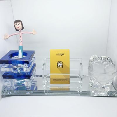 China High Quality Office Crystal Pen Holder And Business Card Holder For Office for sale