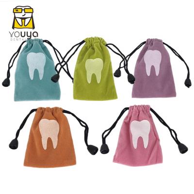 China Recyclable Custom Cheap Dental Gifts Velvet Drawstring Pouch Bag Tooth Bag for sale