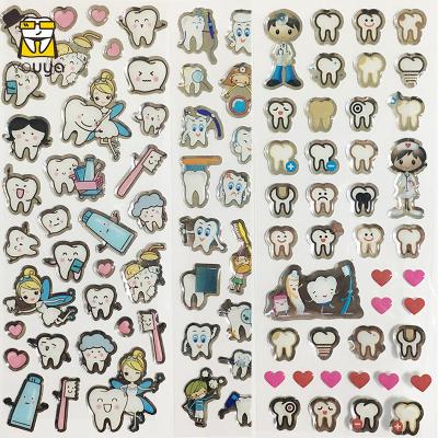 China Waterproof+Eco-friendly Cartoon Dental Cute Molar Shaped Plastic Tooth Sticker For Dentist Dental Gift for sale