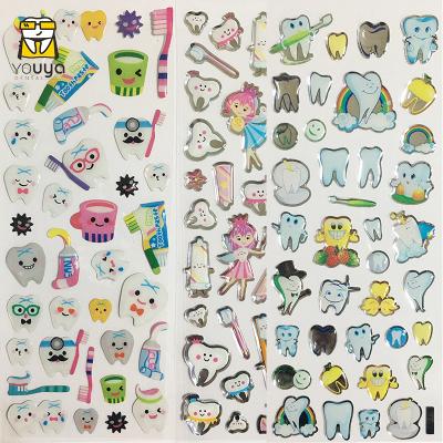 China Cute Paper Stickers Waterproof+Eco-friendly Cartoon Teeth Stickers Dental Molar Shaped Plastic Tooth Sticker For Dental Gift for sale