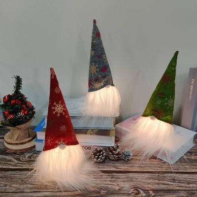 China Classic Gnome Snow Lights White Swedish Handmade Plush Christmas Gnomes House Ornaments Adorable Stuffed Gnomes With LED Light for sale