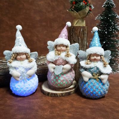 China Home Christmas Angels LED Angel Dolls Lighting Ornament Fabric Angel Girls Xmas Table Decoration Decor for sale