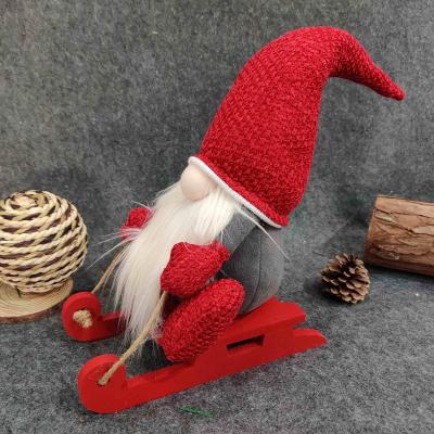 China 2022 Scandinavian Santa Figurine Nordic Plush Elf Easter Day Sleigh Doll Ornaments Christmas Gnomes With Sleigh for sale