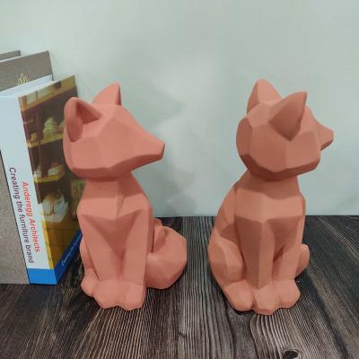 China Abstract Fox Guard Minimalist Statue Pottery Animal Figurine Home Decor for sale