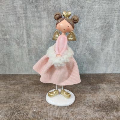 China Popular Angel Sculpture Doll Dress Rose Gift Christmas Home Decoration Statue Ornament Fabric Angel for sale