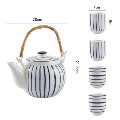 China Viable Clean Design Japanese Style Blue Ceramic Tea Set Porcelain Teapot With Tea Cup for sale