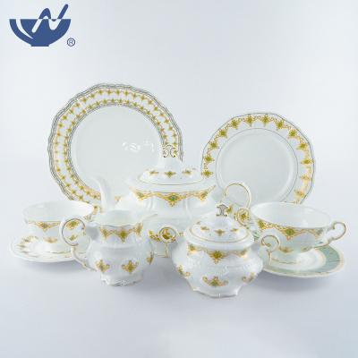 China Viable New Design Pattern Teapot Chinese Factory Price Factory Price Jewel Green Porcelain Tea Set for sale