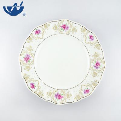 China Viable Wholesale Ceramic Flower Pattern PlatePrinted Porcelain Dish for sale