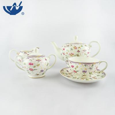 China Sustainable Cheap Custom Flower Pattern Afternoon Tea Coffee Cup With Saucer for sale