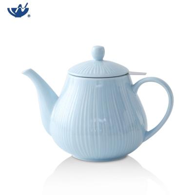 China Sustainable OEM Glazed Teapot Tea Set Porcelain Ceramic Teapot With Infuser for sale