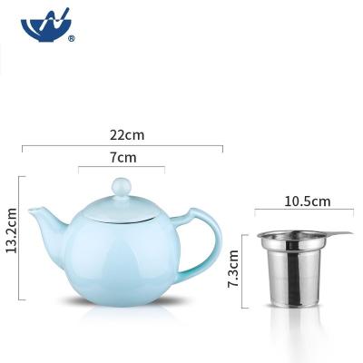 China Sustainable Hot Sales Multicolor Modern Ceramic Teapot With Stainless Steel Infuser for sale