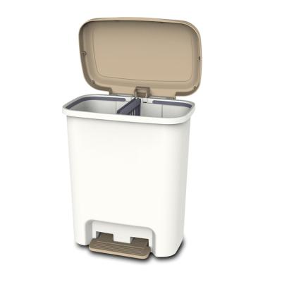 China Sustainable Plastic household recycle trash can garbage bin with pedal trash bin with lid for kitchen for sale